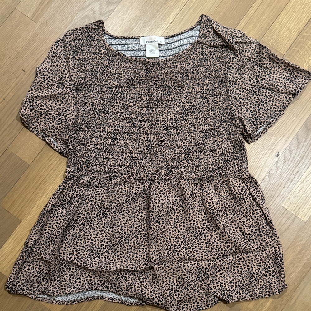 Urban Romantic Women's Animal Print Blouse - Black and Tan